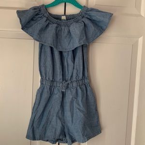 Crewcuts by J. Crew Girls chambray off-shoulder romper